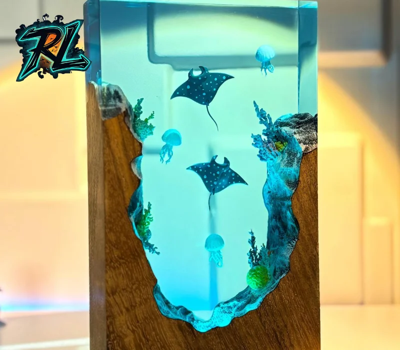 10+ Easy Epoxy Lamp Ideas to Brighten Your Home in 2026 1 Easy Epoxy Lamp Ideas: An artistic ocean resin lamp that captures the serenity of marine life within a crystal-clear epoxy resin block
