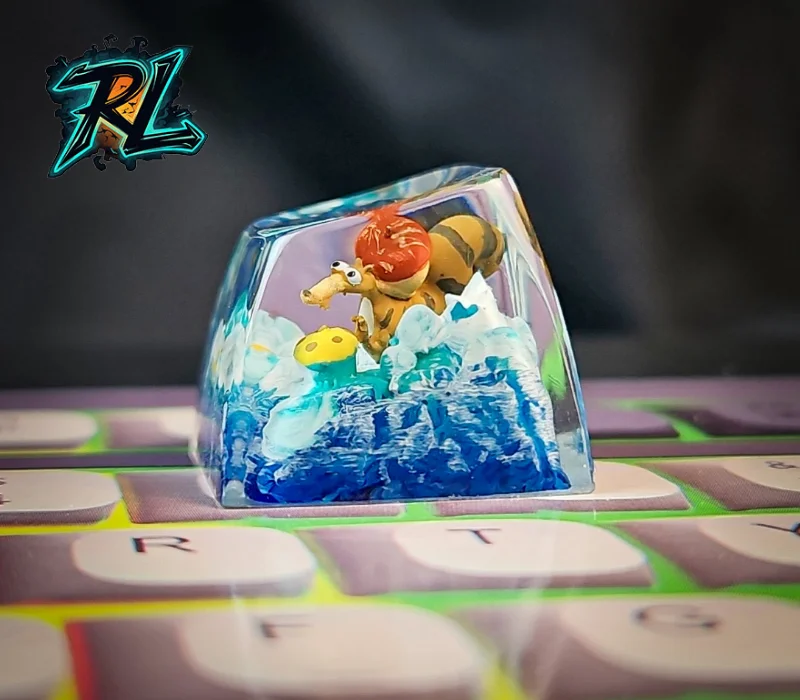 Keycap Mold 3D Print: The Ultimate Step-by-Step Guide 6 Keycap Mold 3D Print: A dynamic layout of a desperate saber-toothed squirrel scrambling amidst realistic churning arctic water and crashing white waves inside a resin cube