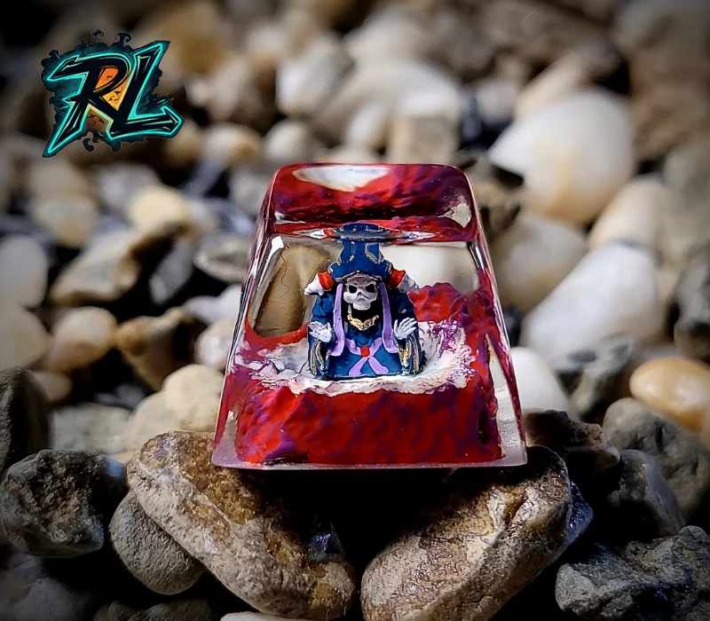 Keycap Mold 3D Print: The Ultimate Step-by-Step Guide 7 Keycap Mold 3D Print: The iconic Overlord skeleton king figure with glowing red eyes surrounded by a frozen pool of dark purple and crimson energy under a transparent layer