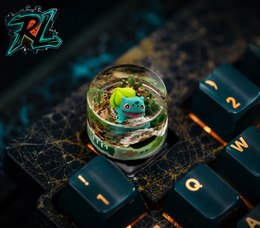 Resin Keycaps Mold: Professional Keyboard Casting Guide 3 Resin Keycaps Mold: Handcrafted artisan keycap with a baby dinosaur design created from a high-quality resin keycaps mold