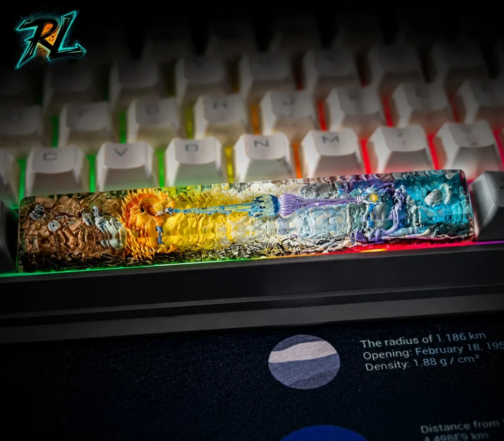 Resin Keycaps Spacebar - Premium Handcrafted Artisan Keycap 3 Resin Keycaps Spacebar: Meticulously sculpted Dragon Ball Z resin keycap capturing a cinematic fight scene, designed to transform your keyboard into a vibrant and unique 3D battlefield