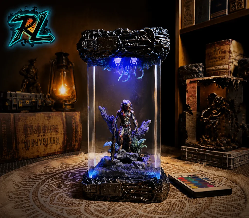 Resin Material Is Plastic: Top Premium Decor Lamps To Buy 5 A mystical desktop collectible showing a warrior on a rugged rock base under customized lighting
