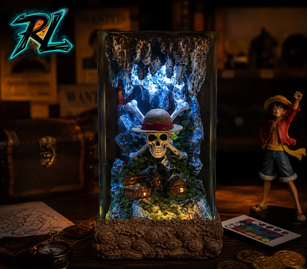 Anime lamp One Piece Elevates Your Otaku Bedroom Setup 3 Immortal symbols of pirate brotherhood beautifully reborn inside this handcrafted anime lamp One Piece