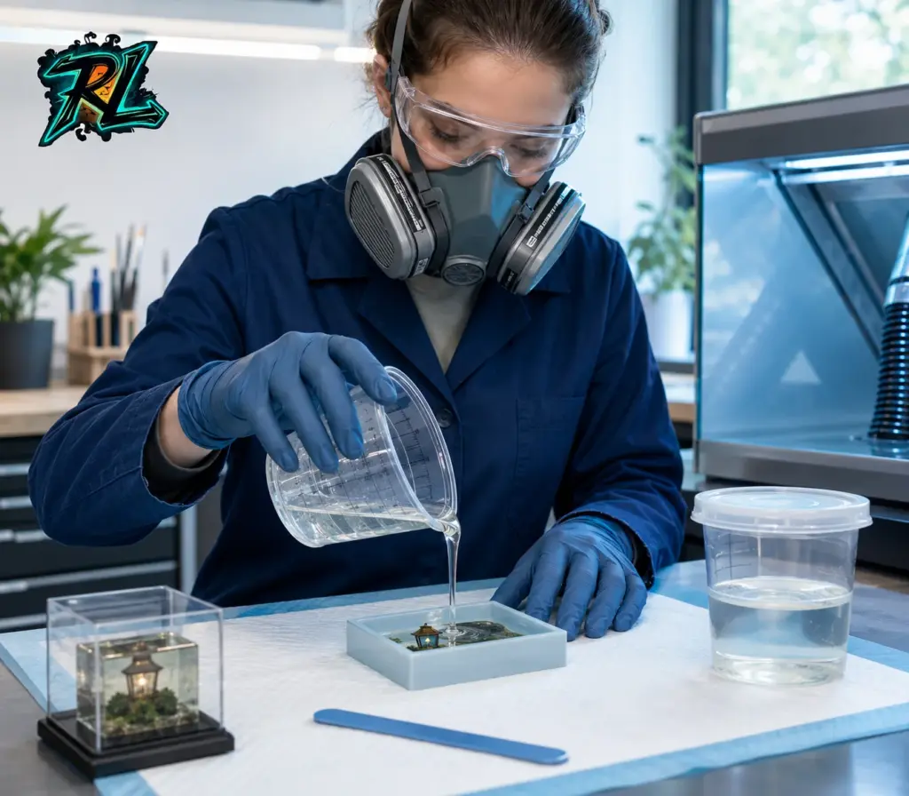 Is Epoxy Resin Toxic When Wet: Premium Standards Revealed 1 Protective gloves and mask used to handle liquid layers as is epoxy resin toxic when wet