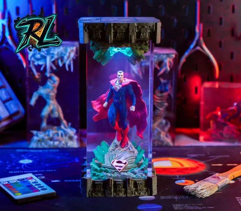 Is Epoxy Resin Toxic When Wet: Premium Standards Revealed 4 Detailed Superman figurine enclosed within a crystal-clear resin monolith, creating an inspiring and powerful centerpiece to elevate modern home decor