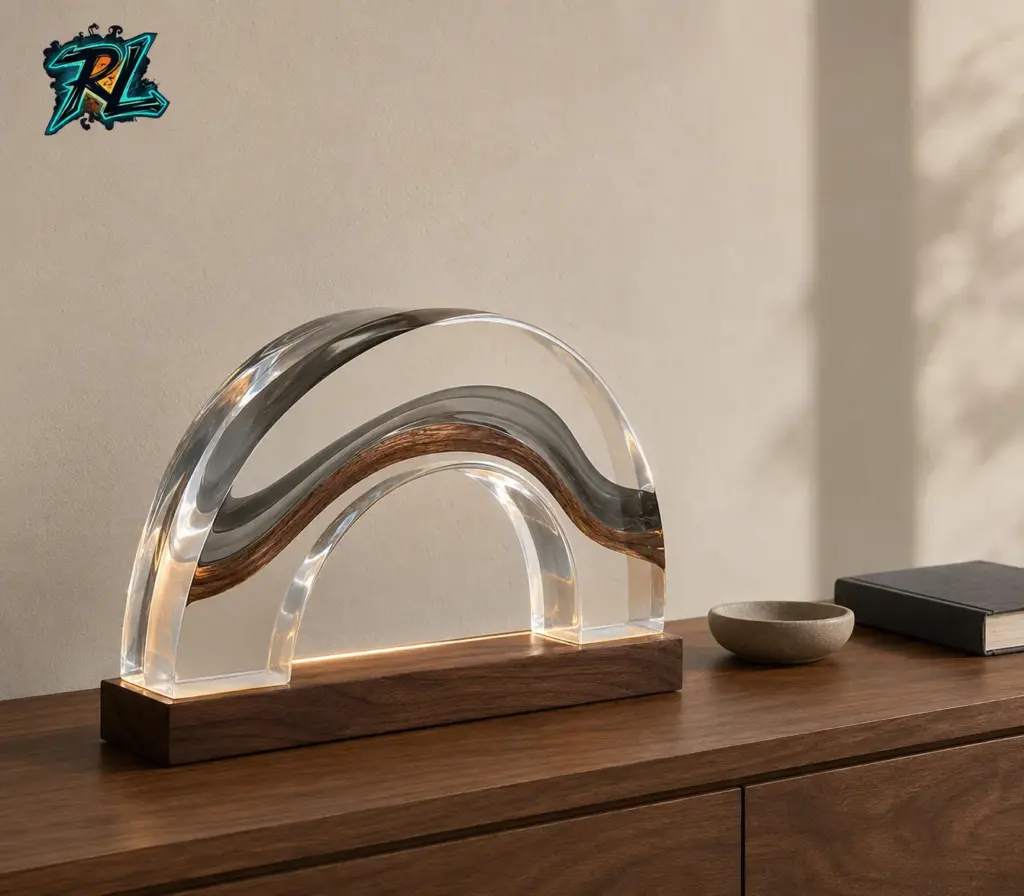 Modern table lamp design ideas for refined, stylish homes 2 Transparent resin, warm wood, and a restrained color palette create depth while keeping a contemporary tabletop visually calm