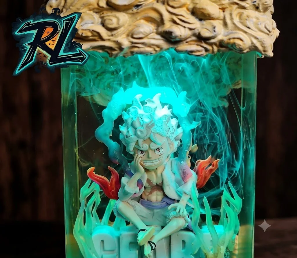 One Piece Lamps Luffy Moon Night Light Decoration Guide 2 Close-up view of a handcrafted Luffy moon lamp highlighting intricate anime details