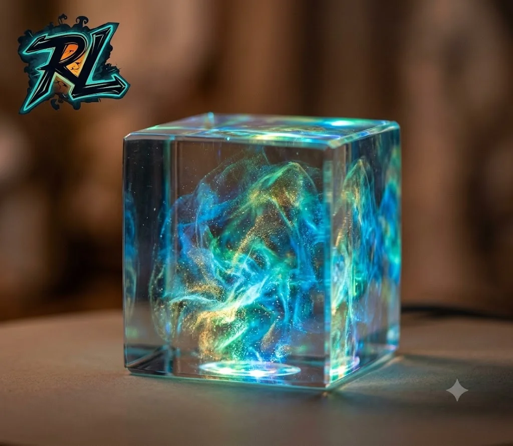 What Is Resin Material? All About Premium Epoxy Lamps 1 What Is Resin Material? Close-up of a glowing night light illustrating what is resin material through its glass-like finish and vibrant internal mist effects