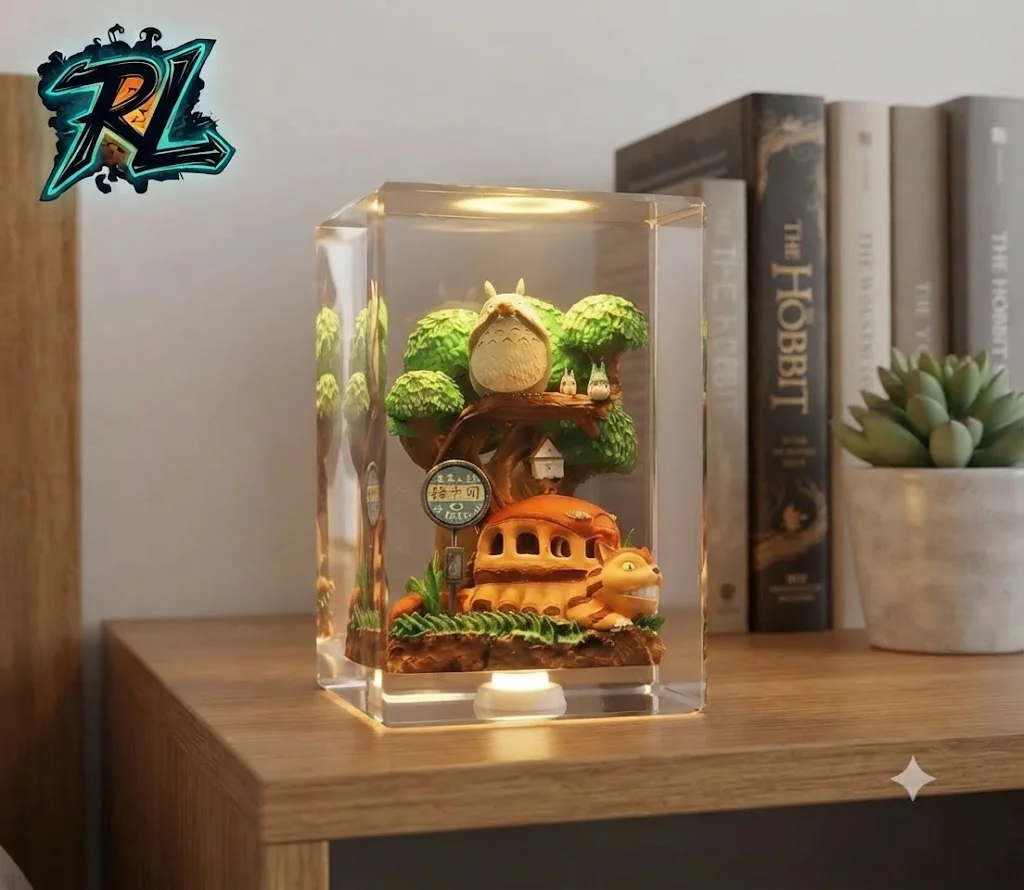 What Is Resin Material? All About Premium Epoxy Lamps 6 A polished transparent night light safely displayed on a bedroom shelf away from direct sunlight and heat sources