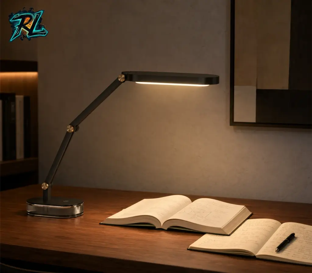 Table Lamp for Study: Better Lighting For Focused Learning 1 A softly diffused desk lamp illuminates books and notes evenly while keeping the surrounding study area visually comfortable