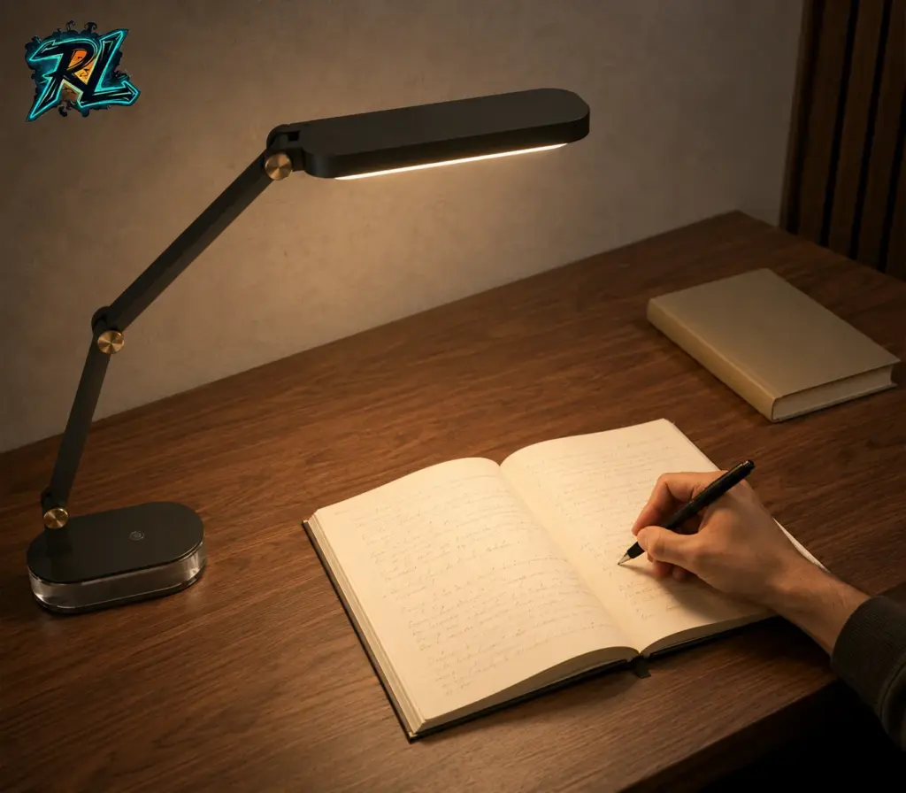 Table Lamp for Study: Better Lighting For Focused Learning 2 Placing the lamp opposite the writing hand prevents strong shadows from covering handwritten notes