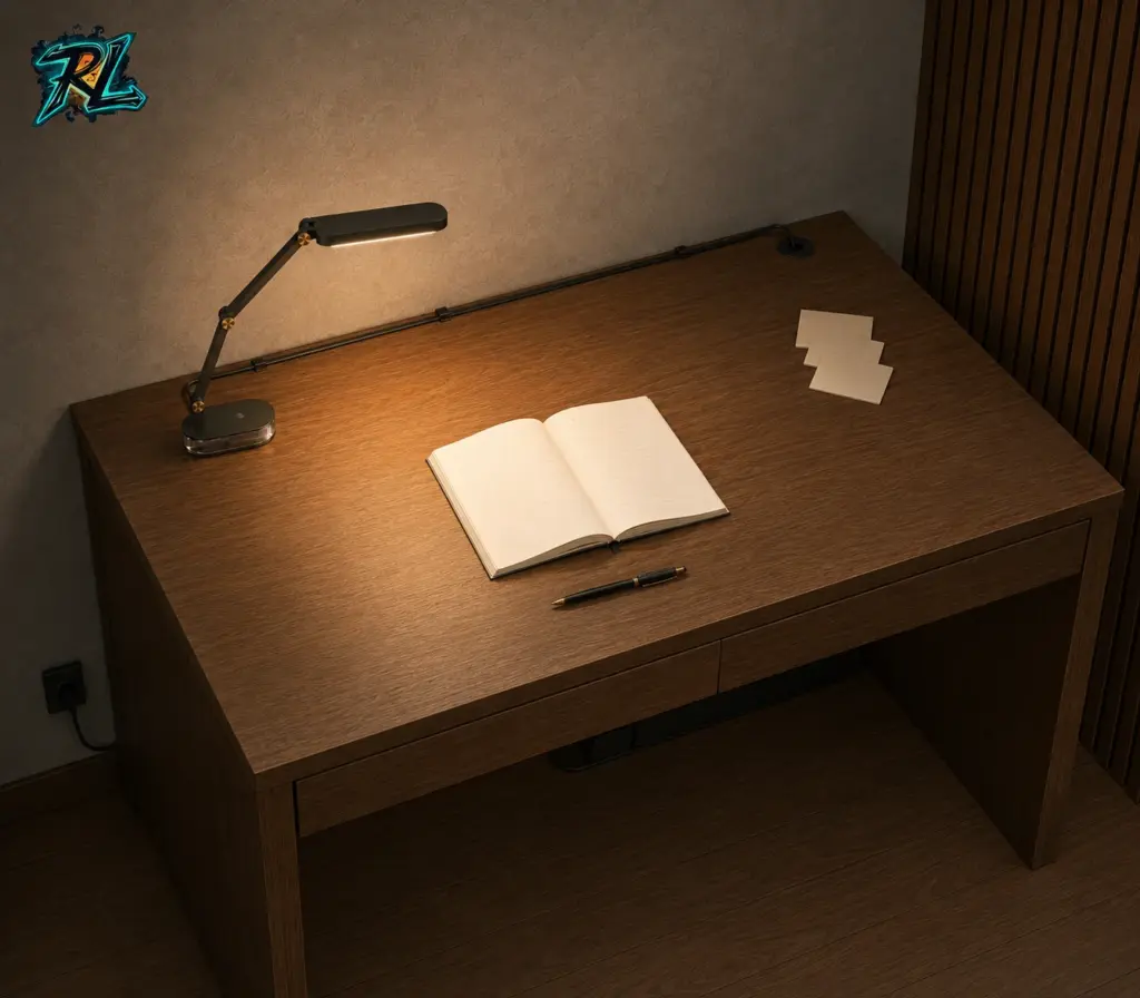 Table Lamp for Study: Better Lighting For Focused Learning 3 A clean desk, controlled cable route, and compact lamp create a distraction-free zone for focused revision