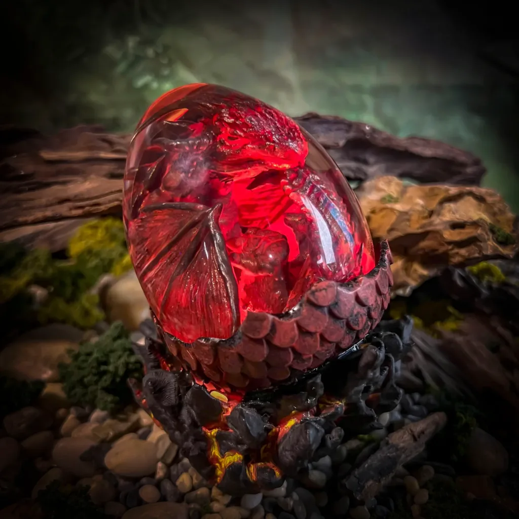Resin Lamp Gift Guide: 5 Stunning Ideas for Christmas 2026 1 Fire Dragon v2 handmade dragon egg resin lamp with a copper-red scaled shell